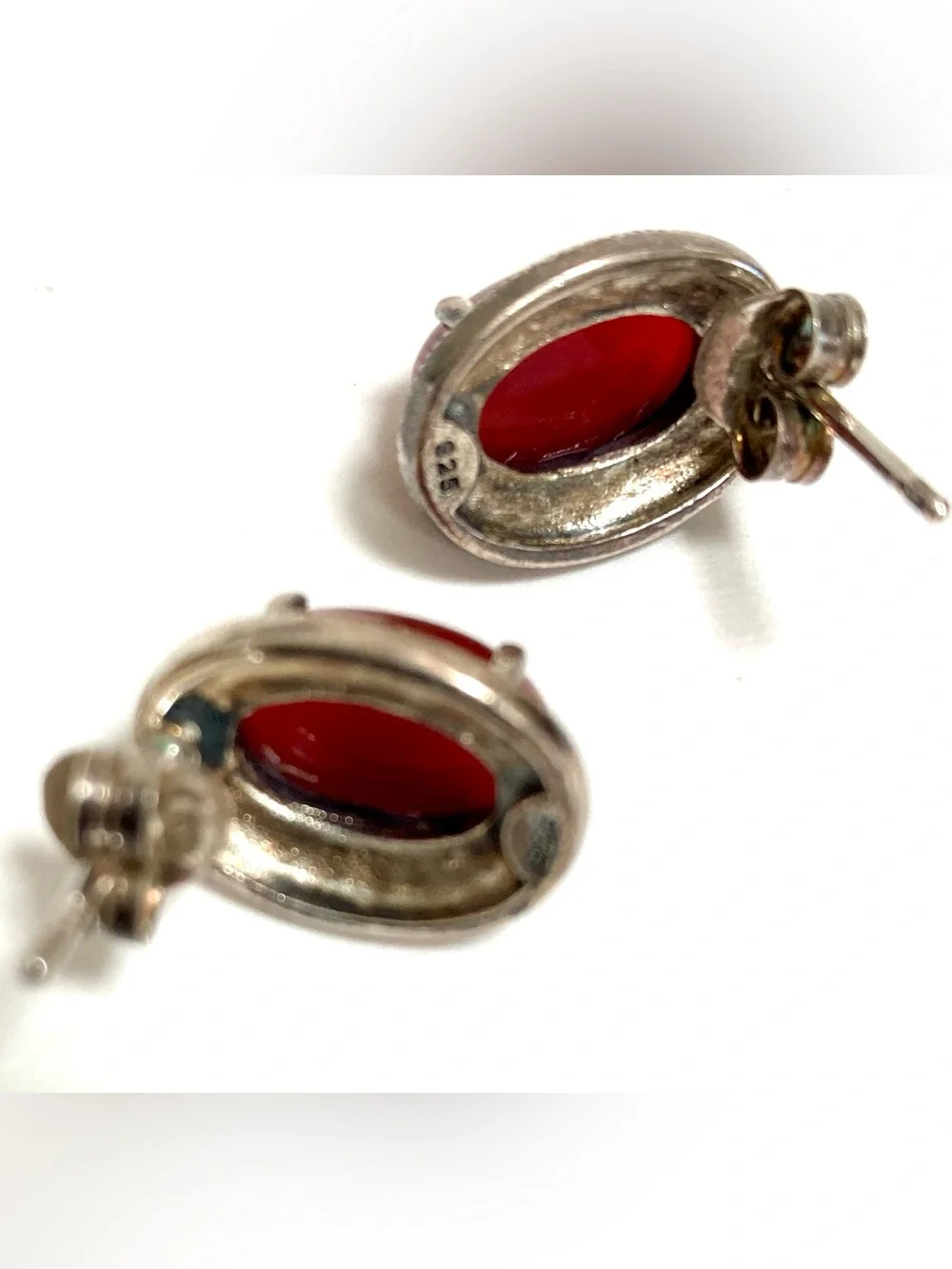 925 Sterling Silver Carnelian & Marcasite Jewelry Set
